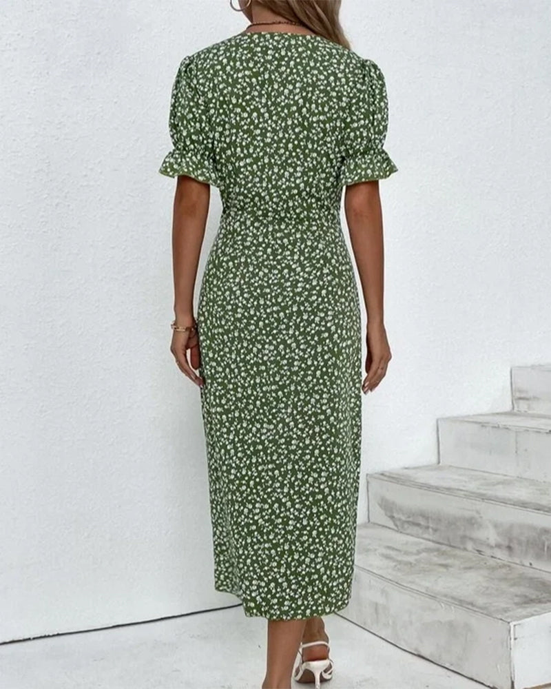 Abito avvolgente da donna Rosa - Elegante abito midi floreale con vestibilità comoda