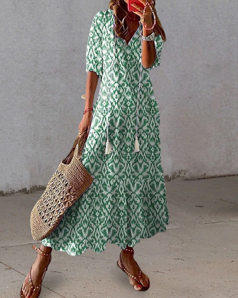 Abito lungo bianco da donna: stile bohémien chic, cotone leggero e stile estivo Ibiza