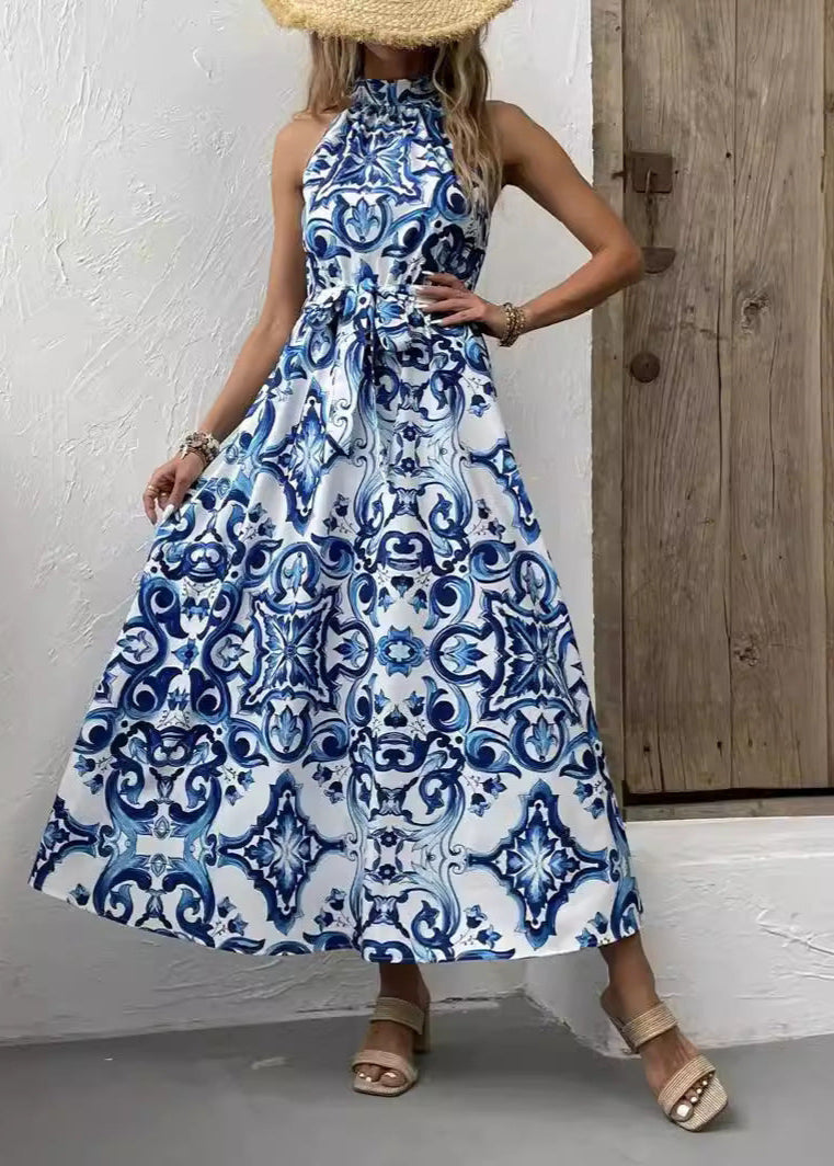 Abito bohémien da donna Avery - Abito lungo a vita alta con maniche lunghe e vestibilità a trapezio