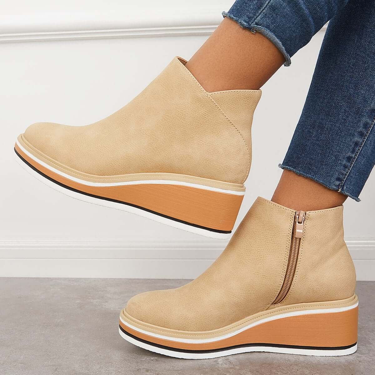 Felise Bottines Femme – Bottes à Semelle Plateforme Élégantes avec Zip, Confortables et Durables