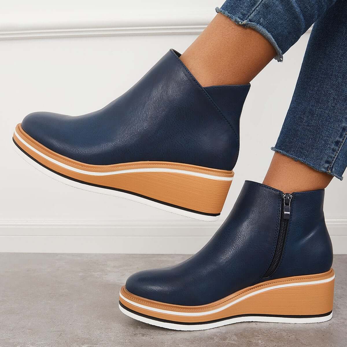 Felise Bottines Femme – Bottes à Semelle Plateforme Élégantes avec Zip, Confortables et Durables
