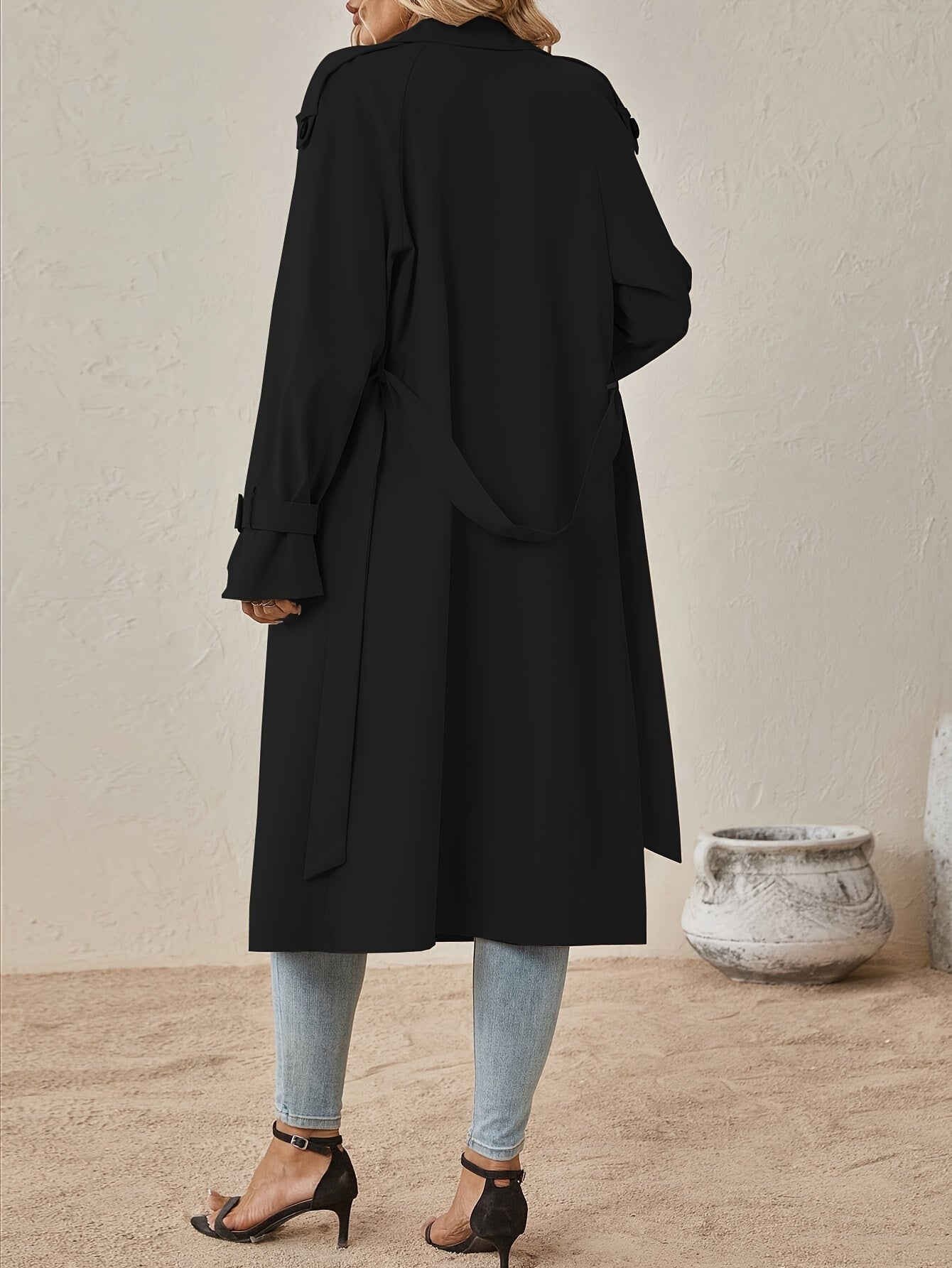 Eshita Trench pour femme – Manteau long élégant en mélange de coton avec coupe structurée & fermeture à boutons