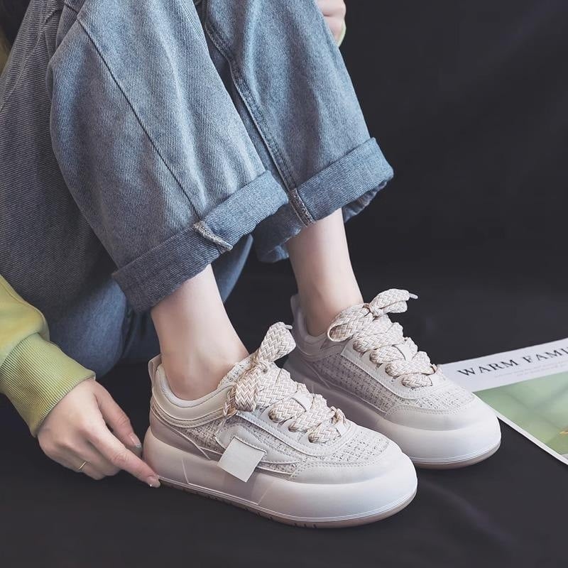 Sneakers da donna Anna - Sneakers basse in tela con suola spessa e vestibilità comoda