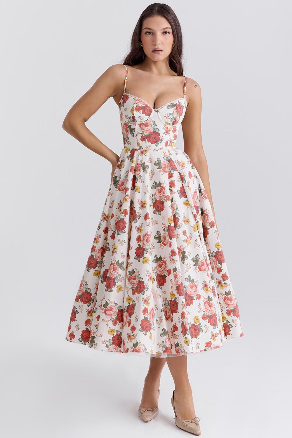 Abito midi da donna Dawn - Elegante abito in tulle con spalline regolabili e vestibilità comoda