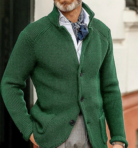 Edward Blazer Homme Vintage – Col Montant Élégant, Manches Longues & Style Intemporel