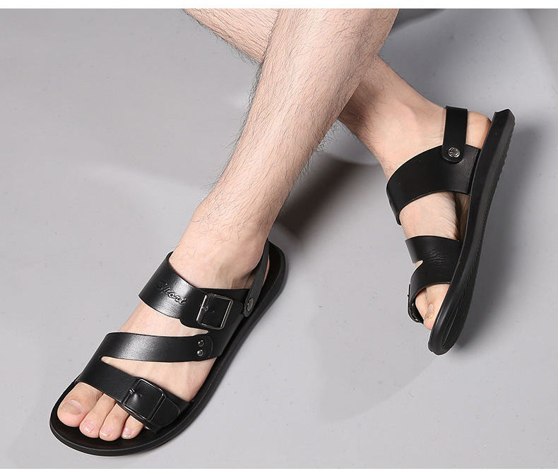 Antonio Sandales Homme – Sandales en Cuir Fendu avec Boucle pour Été & Style Décontracté