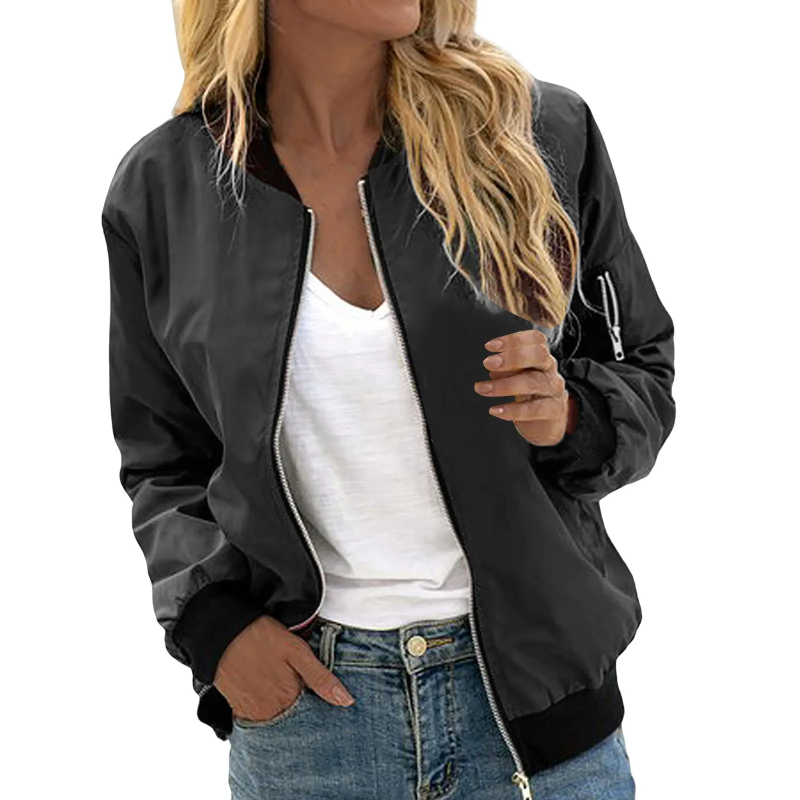 Ailany Blouson Bomber Femme – Veste Légère avec Fermeture Éclair & Style Moderne
