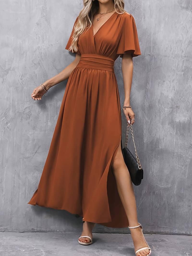 Abito elegante da donna Venice - Colletto arricciato e vita plissettata per uno stile femminile chic