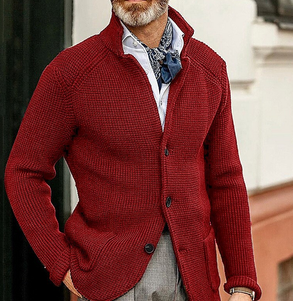 Edward Blazer Homme Vintage – Col Montant Élégant, Manches Longues & Style Intemporel