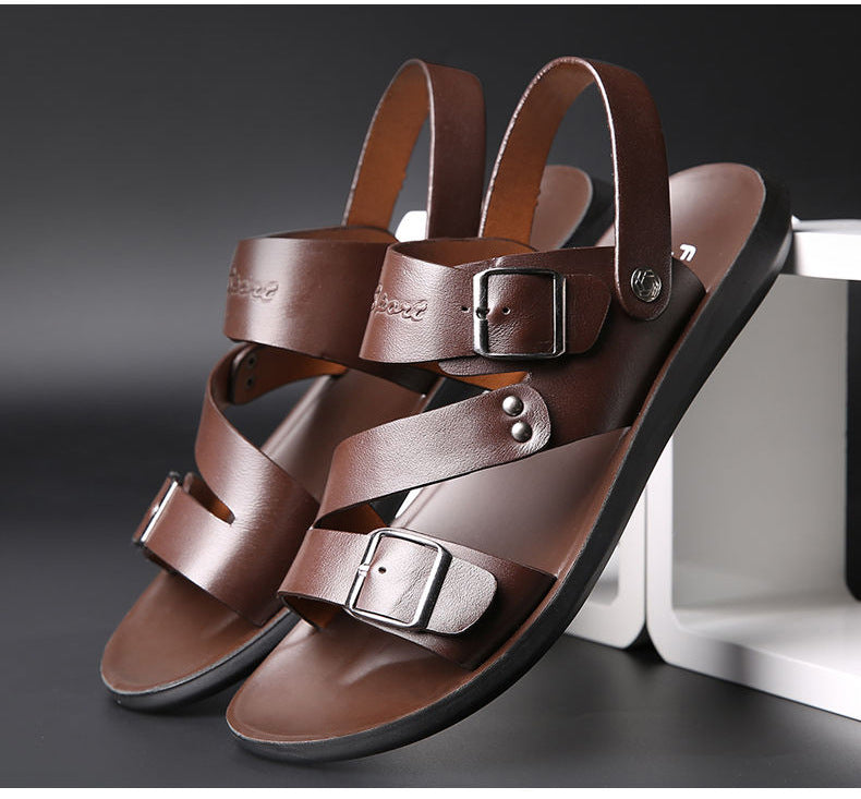 Antonio Sandales Homme – Sandales en Cuir Fendu avec Boucle pour Été & Style Décontracté