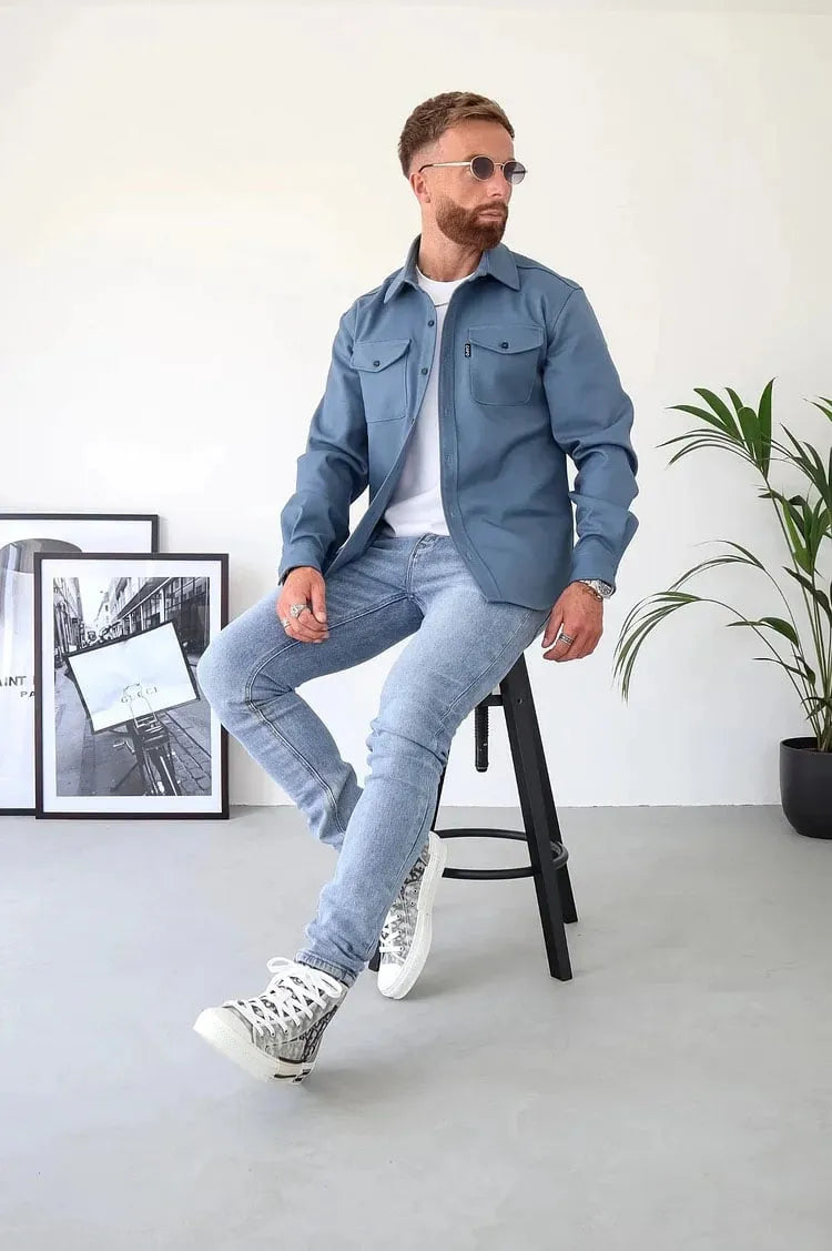 Giacca in pelle da uomo William con bottoni: stile senza tempo, resistente ed elegante