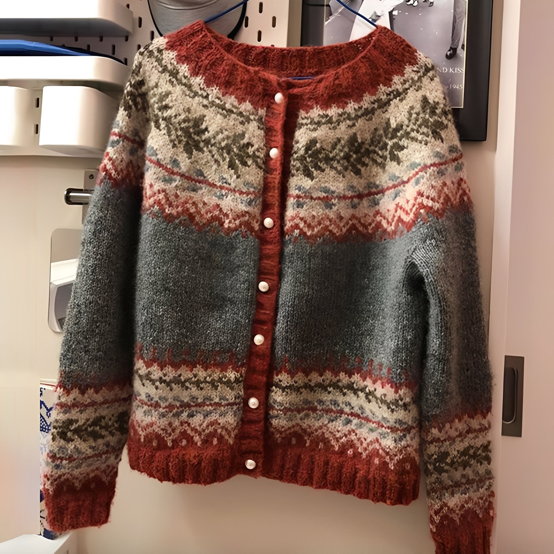 Aitana – Cardigan Femme en Maille Ethnique – Pull Scandinave Doux et Chaud pour le Port Quotidien