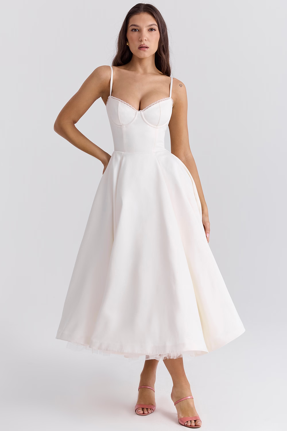 Abito midi da donna Dawn - Elegante abito in tulle con spalline regolabili e vestibilità comoda