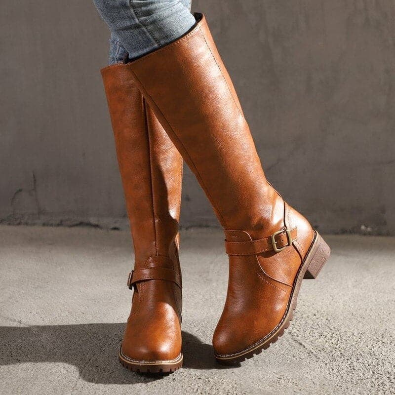 Megan Bottes Hautes Femme – Talon Bloc Confortable & Bout Rond Élégant