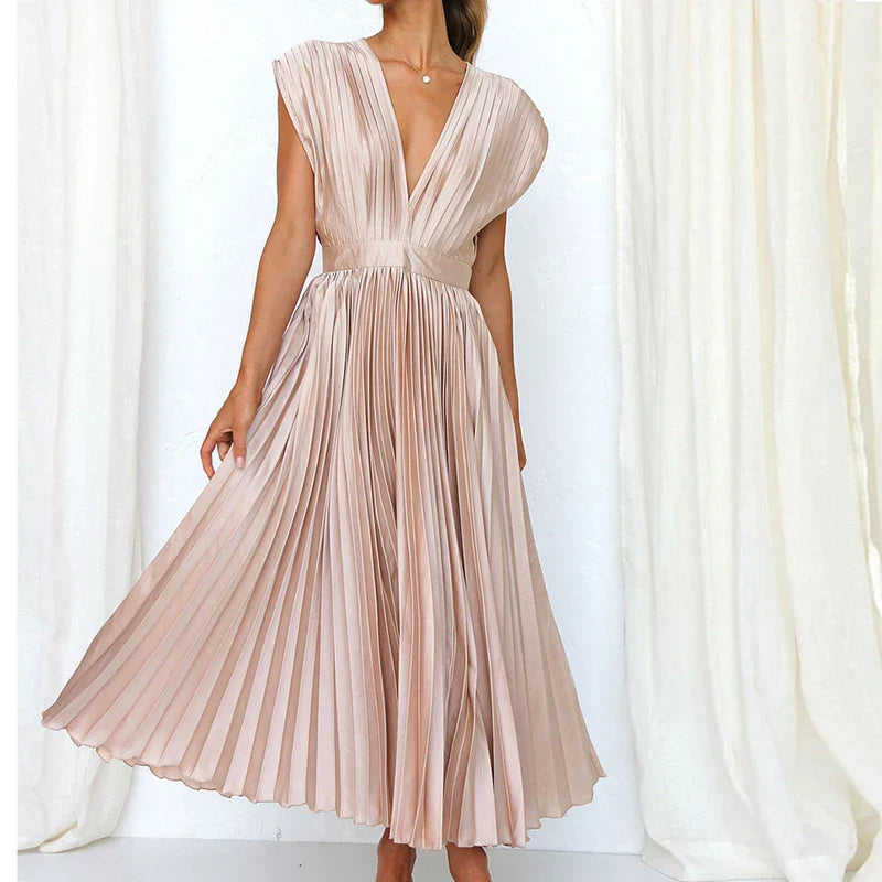 Abito da donna Daliah - Elegante abito plissettato con scollatura profonda e stile versatile