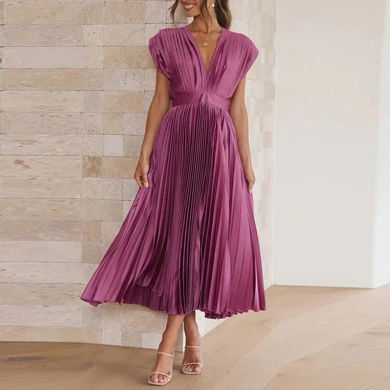 Abito da donna Daliah - Elegante abito plissettato con scollatura profonda e stile versatile