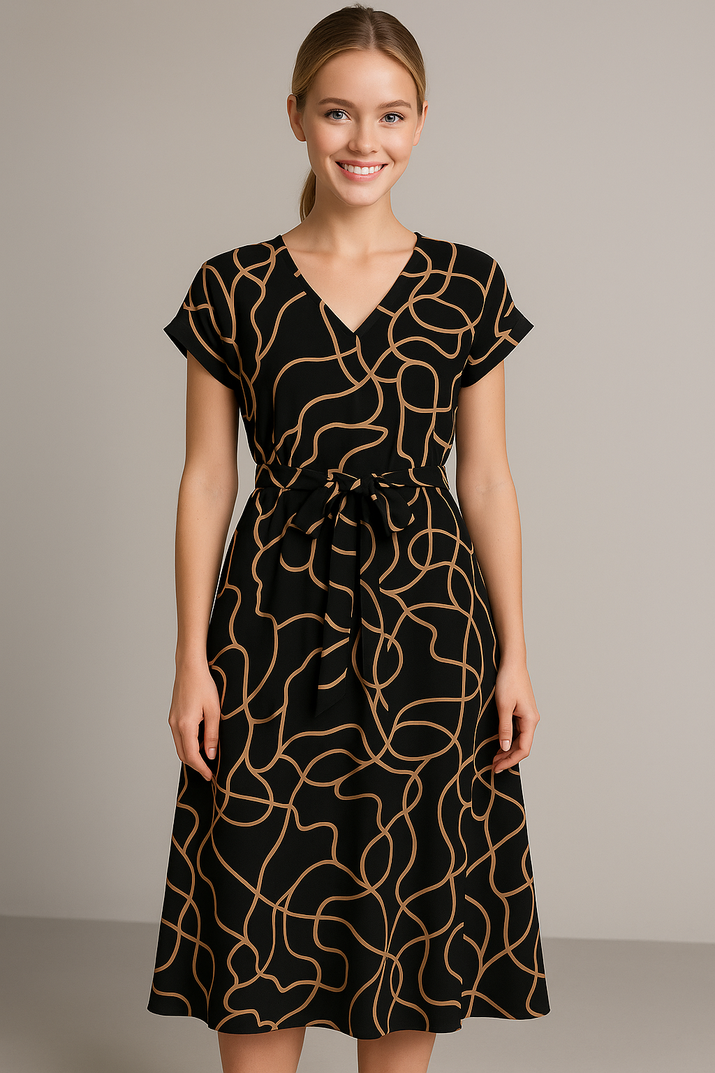 Abito lungo da donna Eliana - Elegante abito lungo con scollo a V e vestibilità perfetta per l'estate