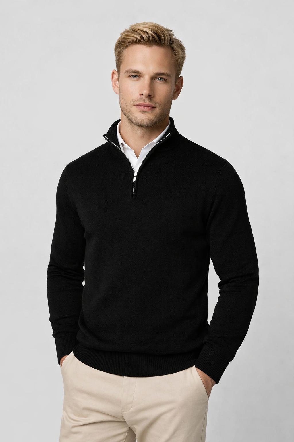 Killian Pull Homme Half-Zip – Col Montant, Maille Douce & Style Smart-Casual