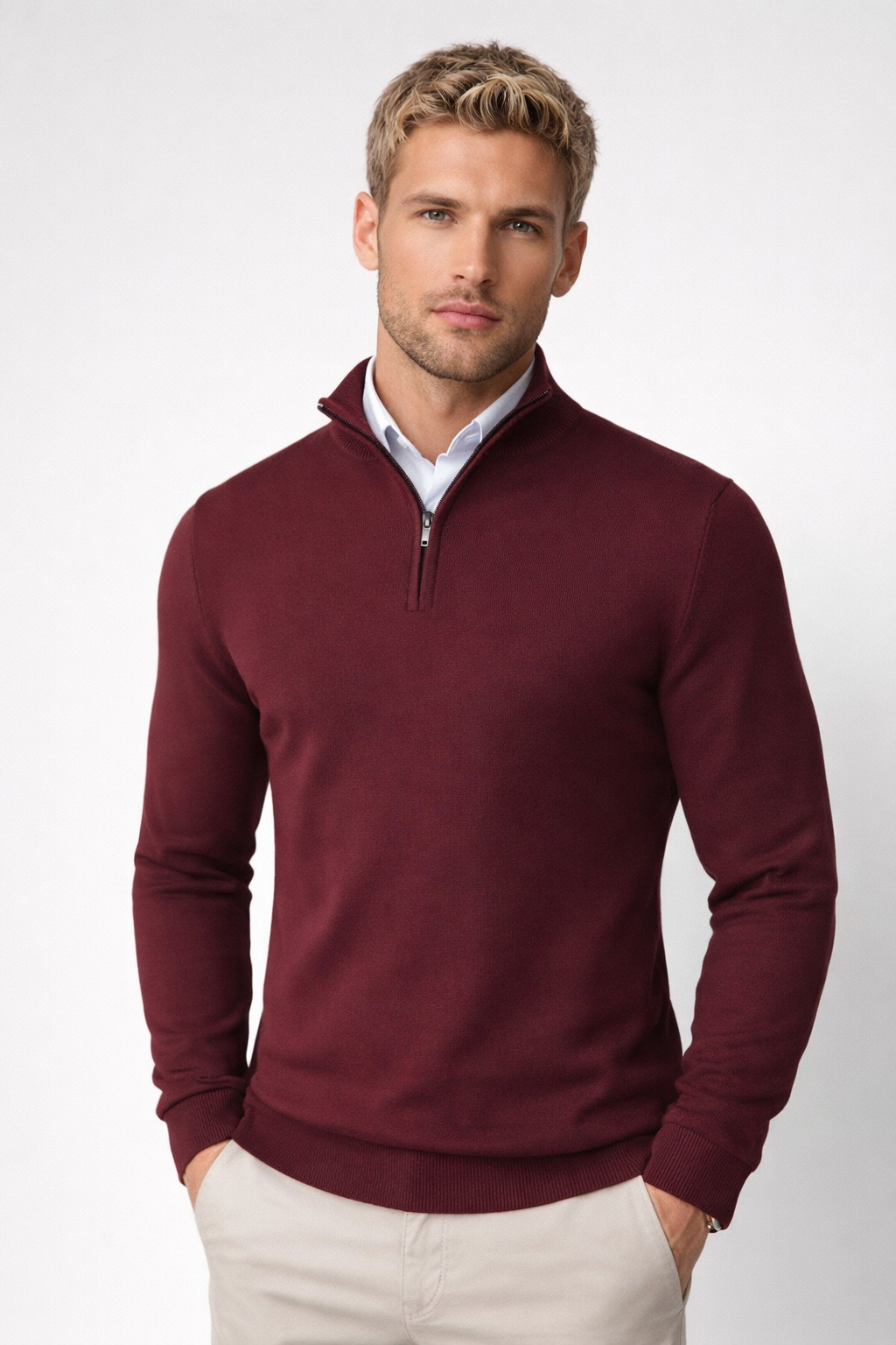 Killian Pull Homme Half-Zip – Col Montant, Maille Douce & Style Smart-Casual