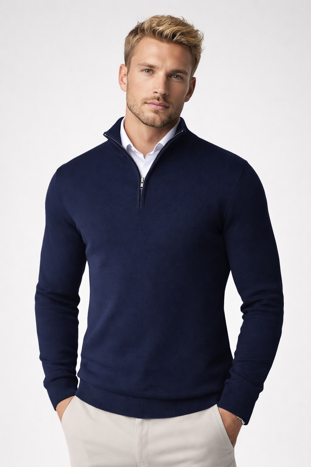 Killian Pull Homme Half-Zip – Col Montant, Maille Douce & Style Smart-Casual