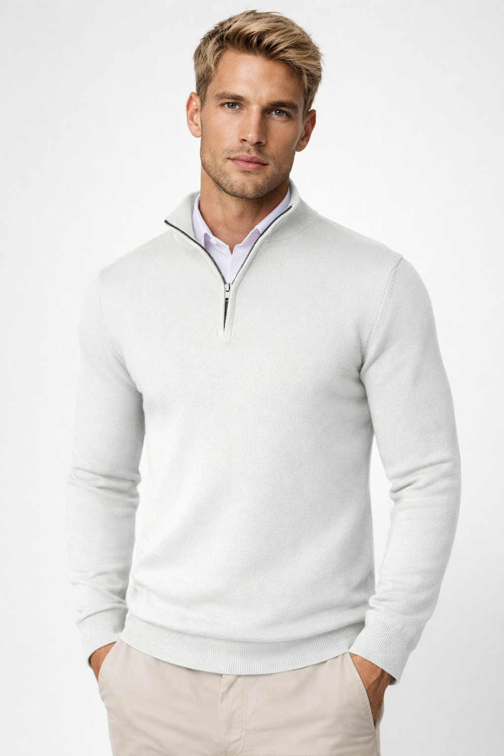 Killian Pull Homme Half-Zip – Col Montant, Maille Douce & Style Smart-Casual