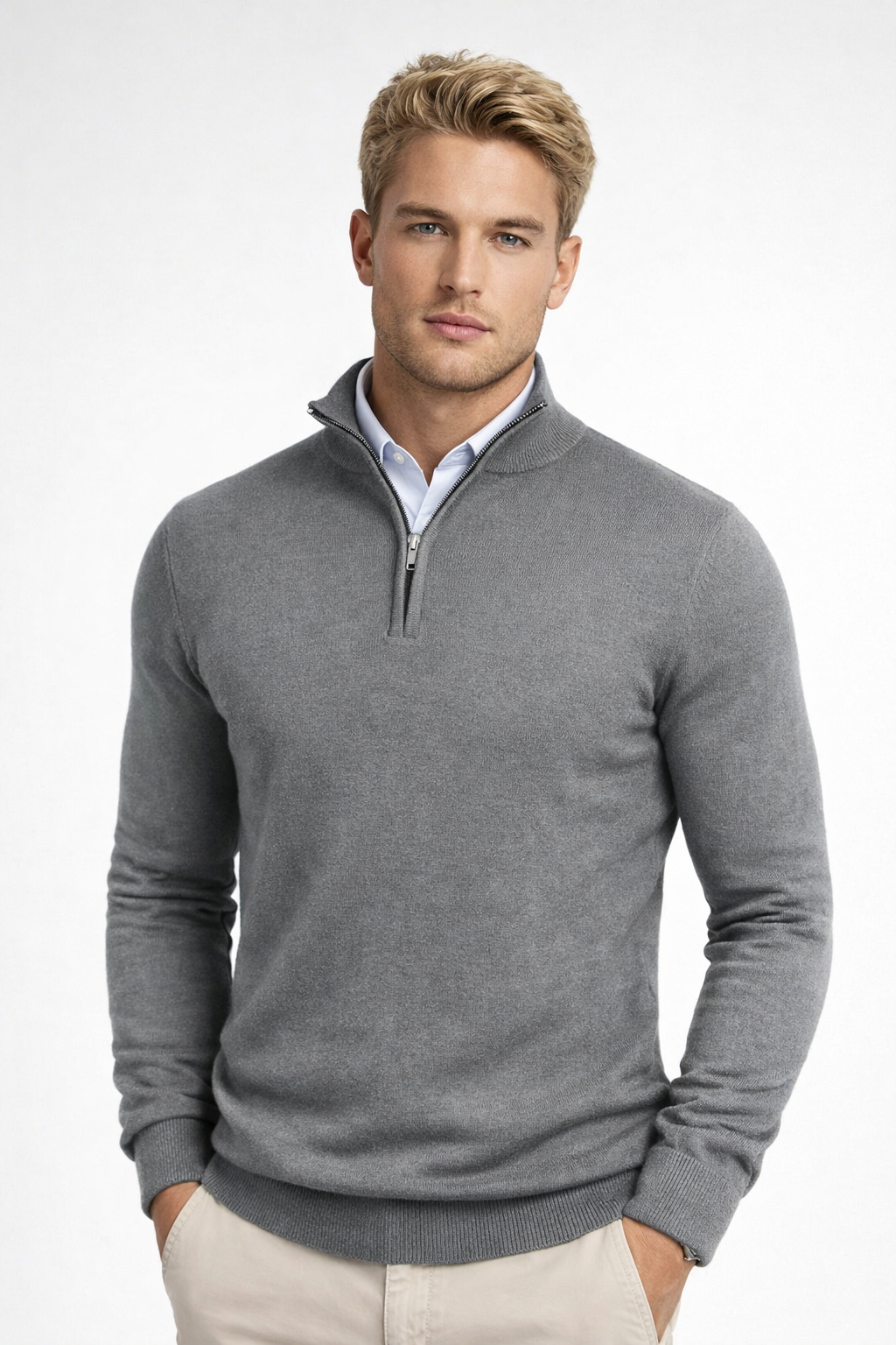 Killian Pull Homme Half-Zip – Col Montant, Maille Douce & Style Smart-Casual