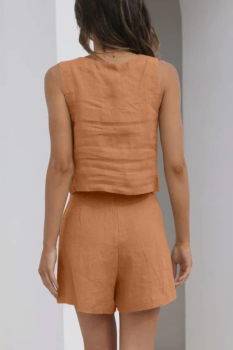 Eliza Ensemble d’Été Femme – Ensemble Minimaliste avec Top Sans Manches & Short Confortable