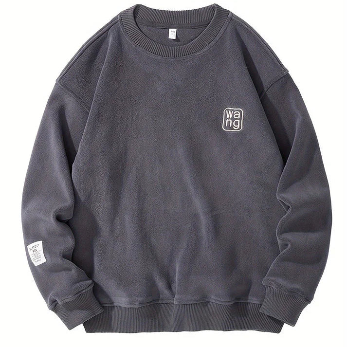 Maglione casual da uomo con scollo rotondo e lettere ricamate