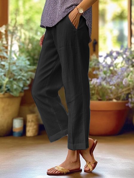 Pantaloni in lino da donna Lotte - Vestibilità ampia con design semplice e comfort estivo