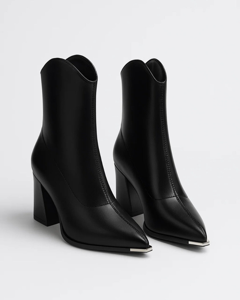 Nayeli női csizma hegyes orral – stabil blokk sarokkal és karcsú, modern alakzattal