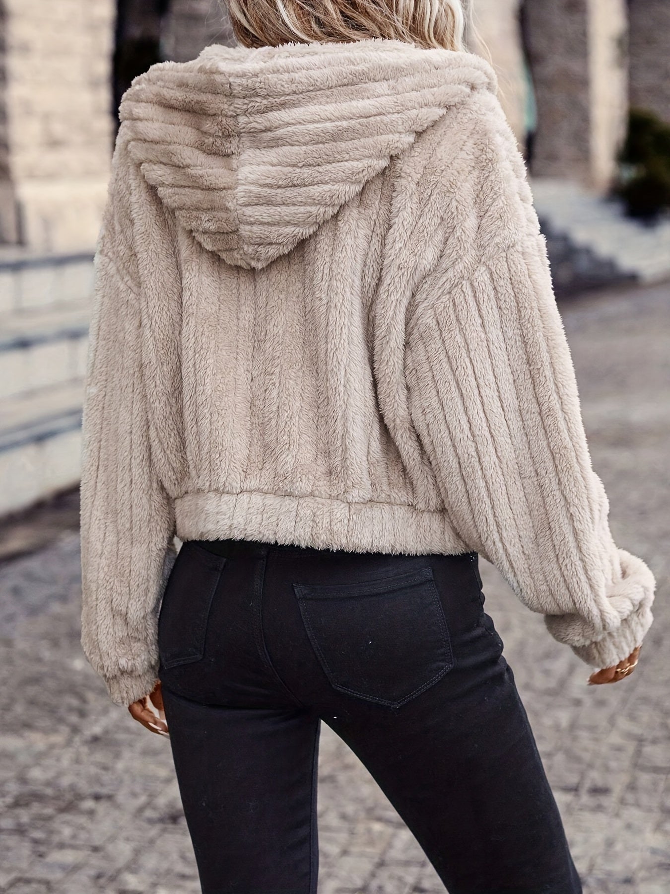 Catherine Veste Femme – Veste Zippée en Polaire Double Face Style Teddy avec Capuche Douce & Chaude