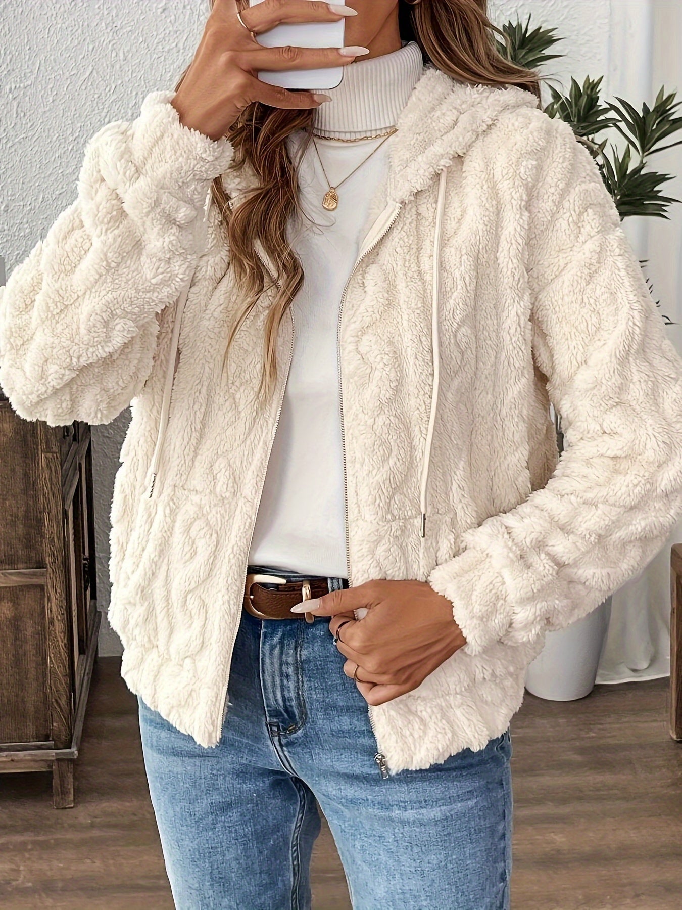 Francesca Veste Femme – Veste Zippée à Capuche en Polaire Douce & Chaude pour Automne/Hiver