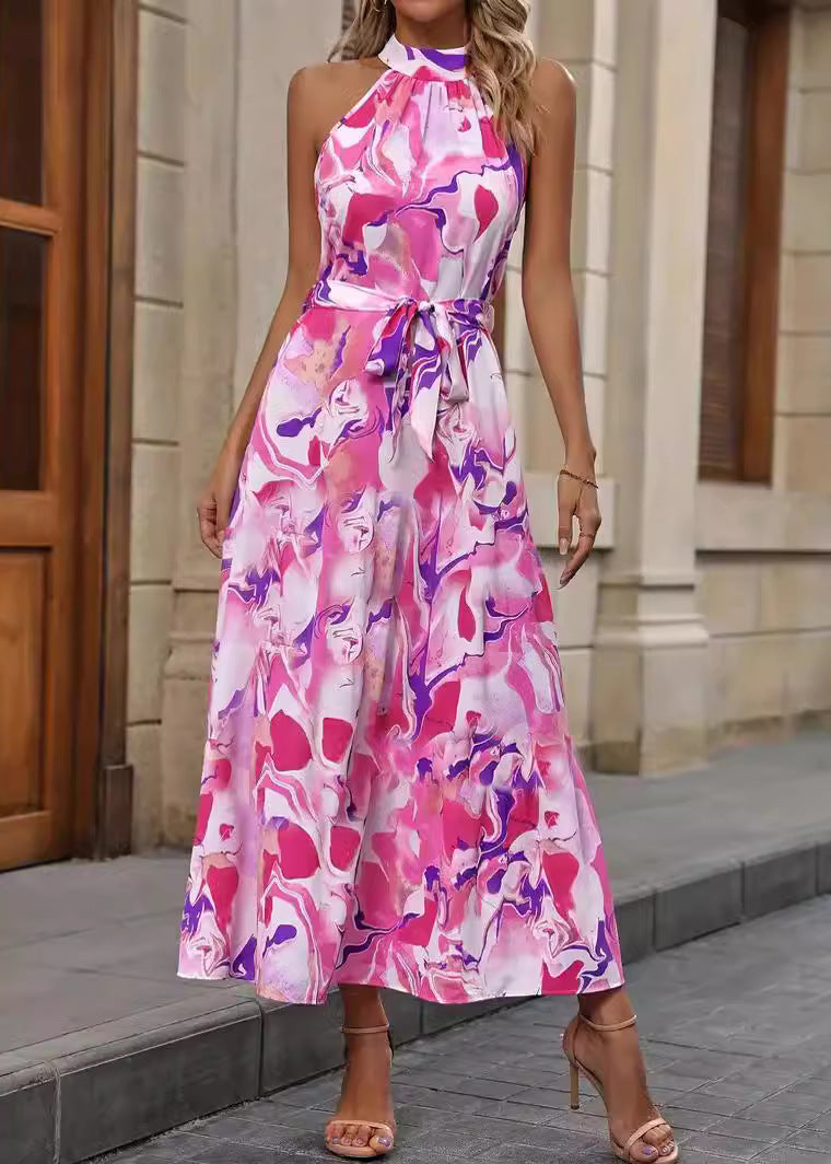 Abito bohémien da donna Avery - Abito lungo a vita alta con maniche lunghe e vestibilità a trapezio