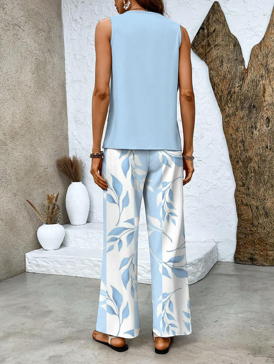 Ghislaine Ensemble Femme – Haut à Imprimé Floral Élégant & Pantalon avec Coupe Flatteuse et Confort