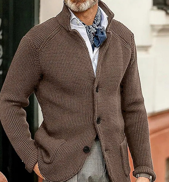 Edward Blazer Homme Vintage – Col Montant Élégant, Manches Longues & Style Intemporel