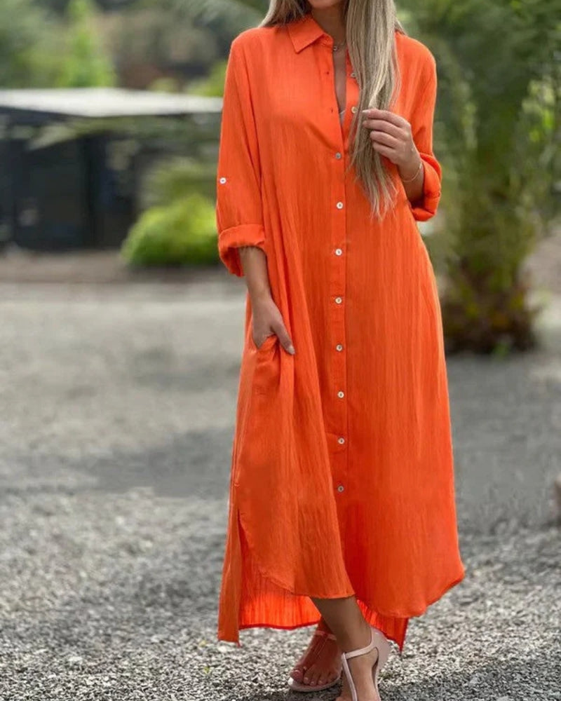 Abito camicia da donna Bianca – Morbido cotone italiano con colletto classico e vestibilità comoda