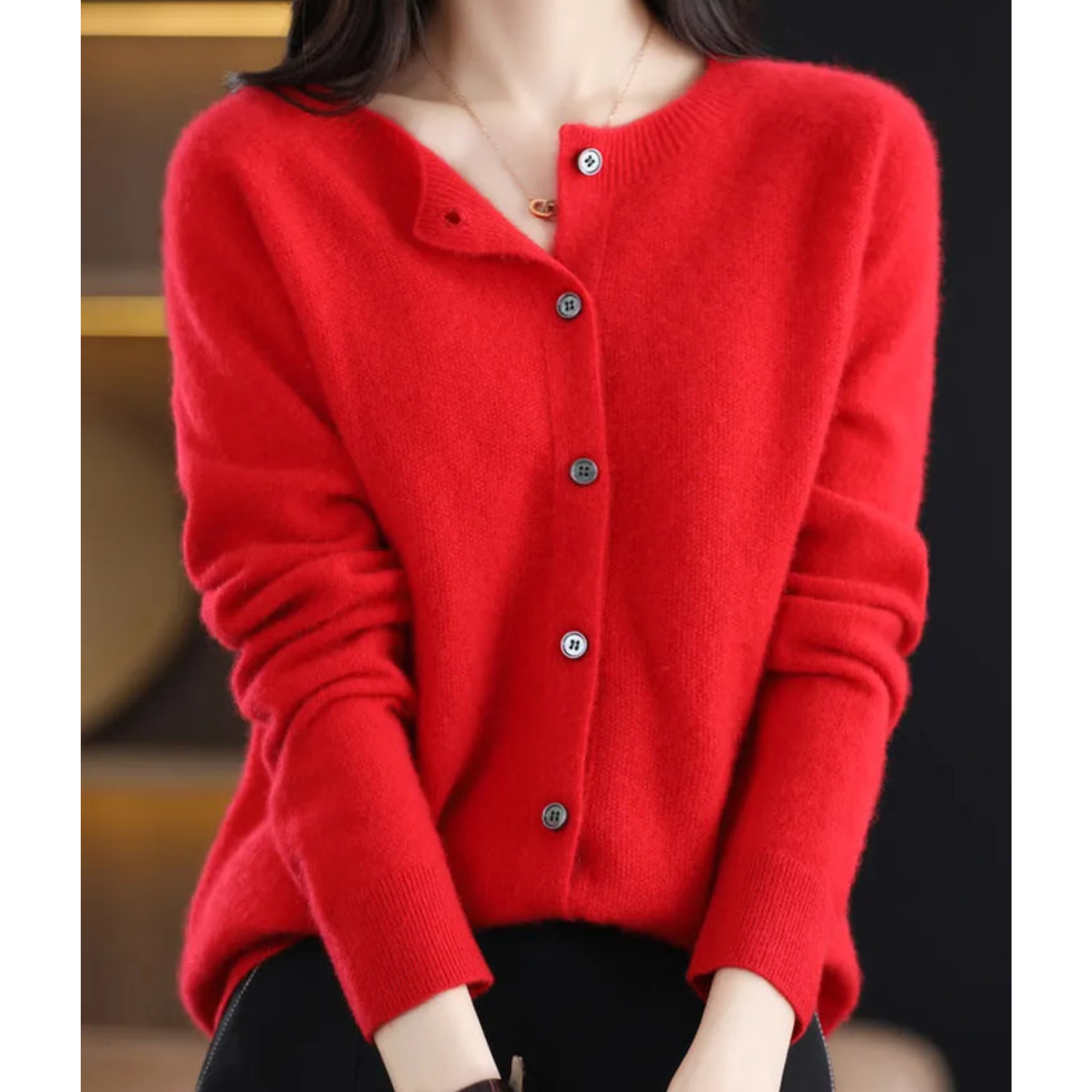 Mercy Cardigan Donna – Elegante Cardigan Girocollo in Morbida Lana Merino e Cashmere