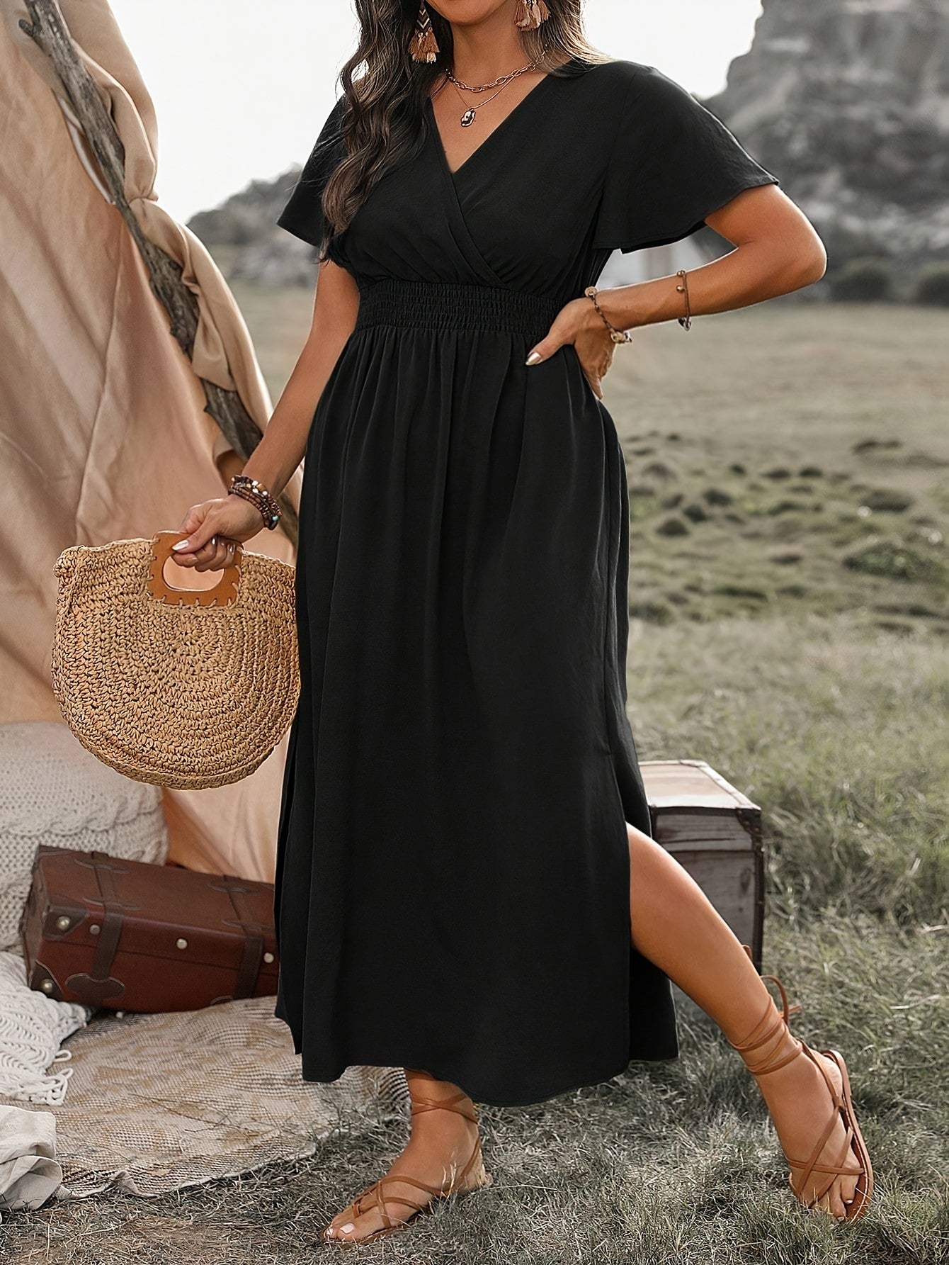 Abito elegante da donna Hattie - Maniche larghe e colletto alla moda per abbigliamento serale e casual