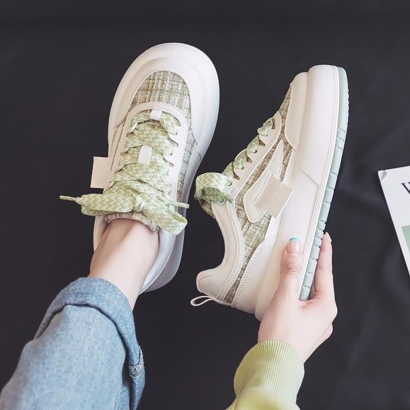 Sneakers da donna Anna - Sneakers basse in tela con suola spessa e vestibilità comoda