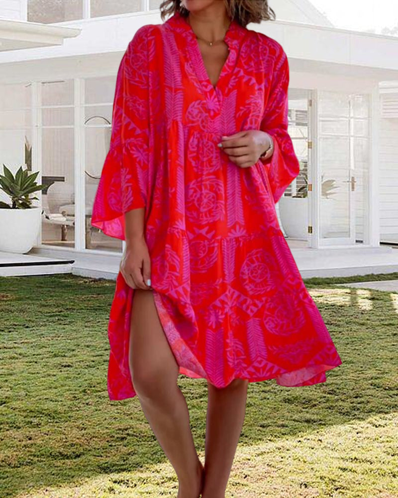 Abito da donna Willow Boutique - Maniche a 3/4, stampa geometrica e vestibilità comoda