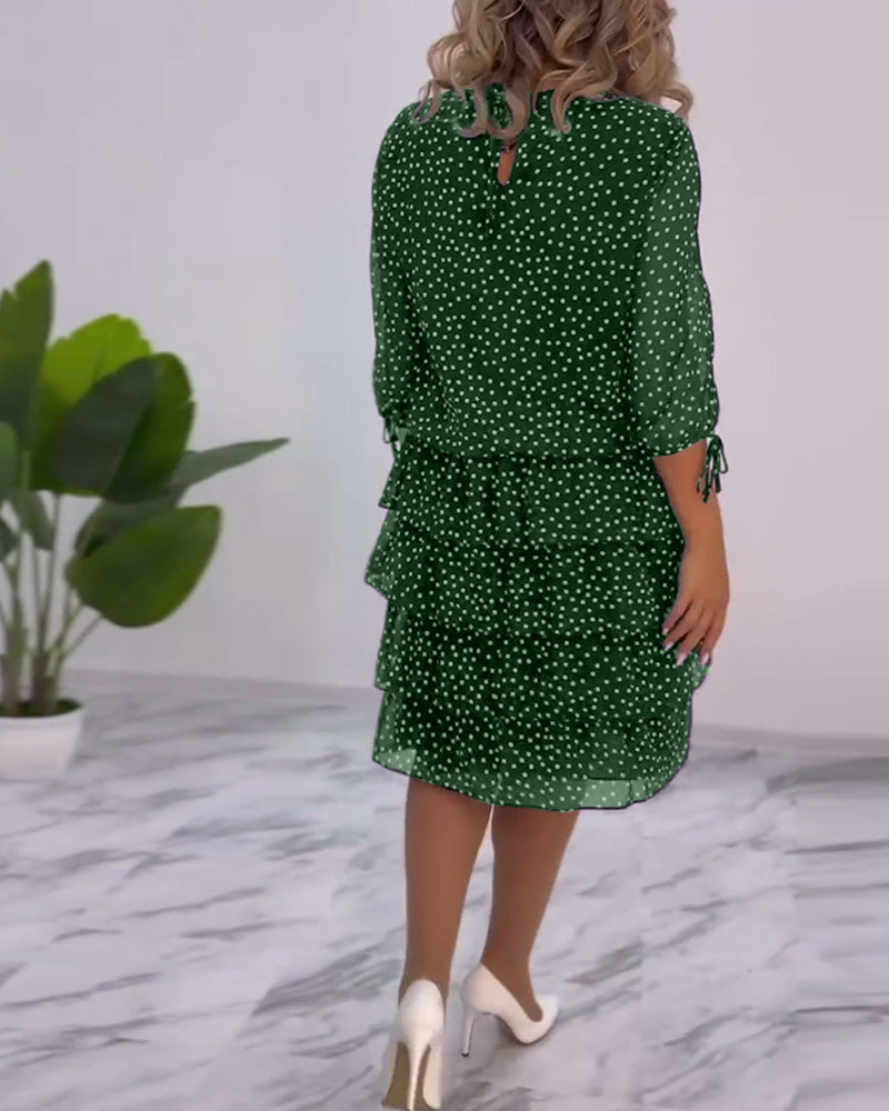 Robe Femme Yasmine – Robe Étagée Élégante à Pois avec Coupe Aérée et Féminine