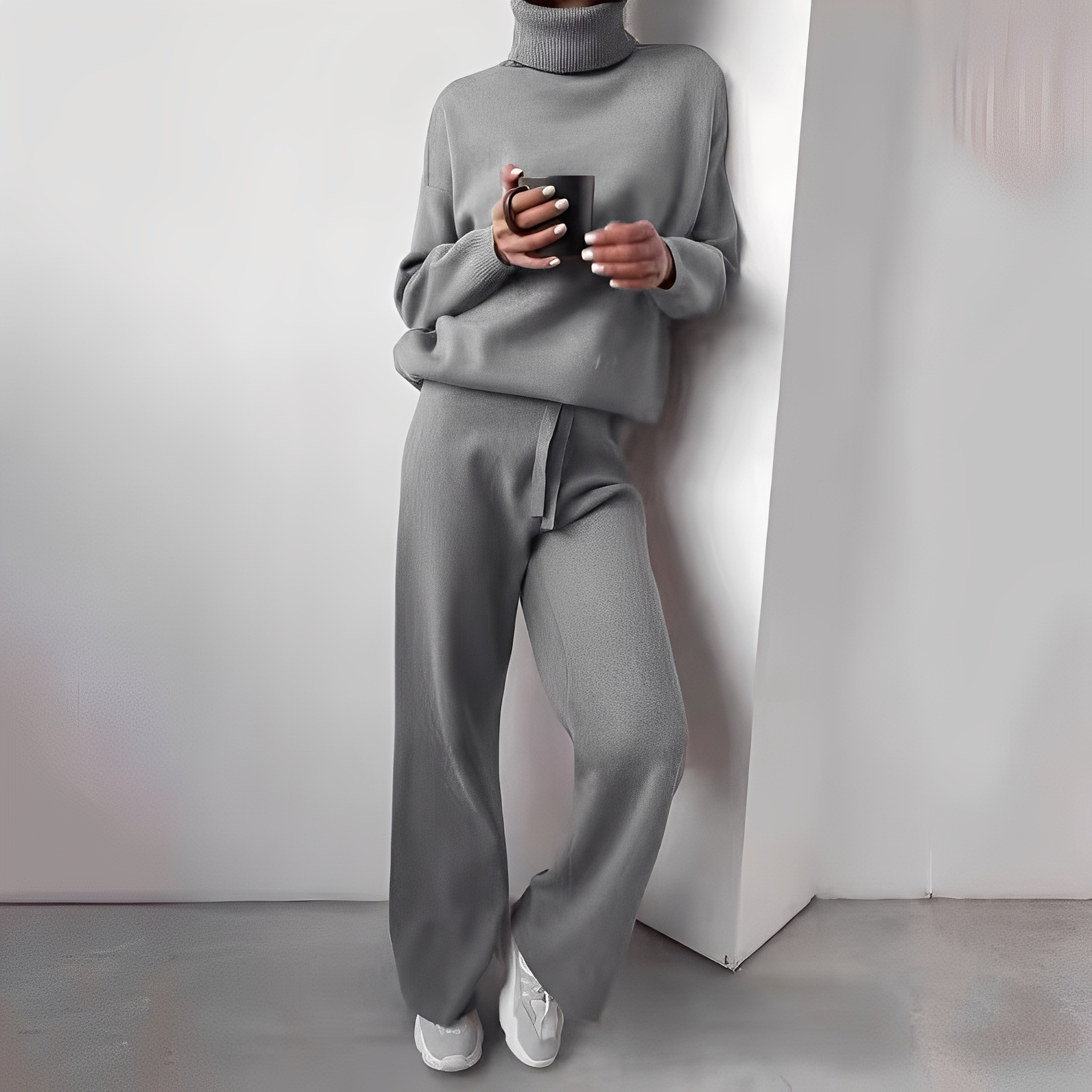 Kimberlee súprava domáceho oblečenia s rolákom pre ženy – jemný a pohodlný dvojdielny komplet s moderným strihom