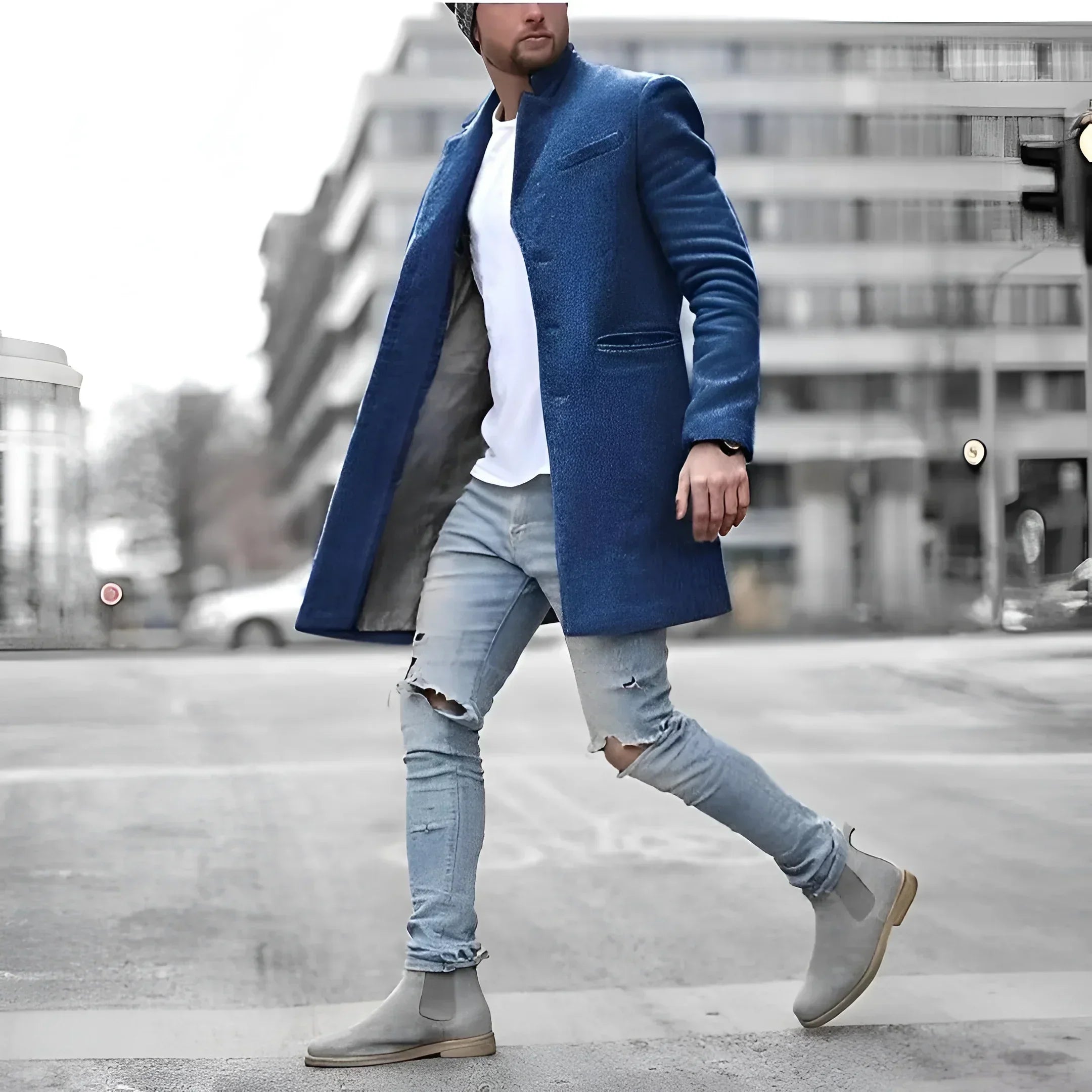 James Manteau Long Homme – Duster Élégant en Laine Chaude au Style Intemporel