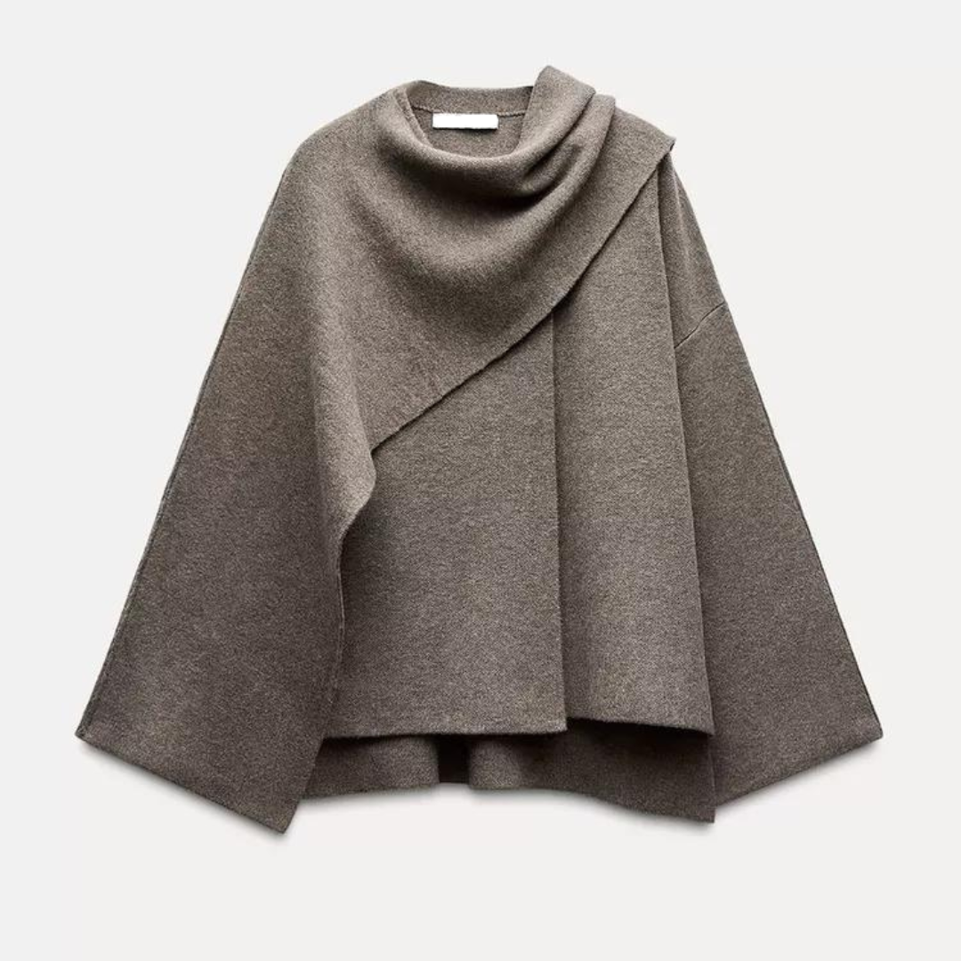 Emma Poncho Femme – Asymétrique en Laine, Élégant & Idéal pour la Chaleur Hivernale