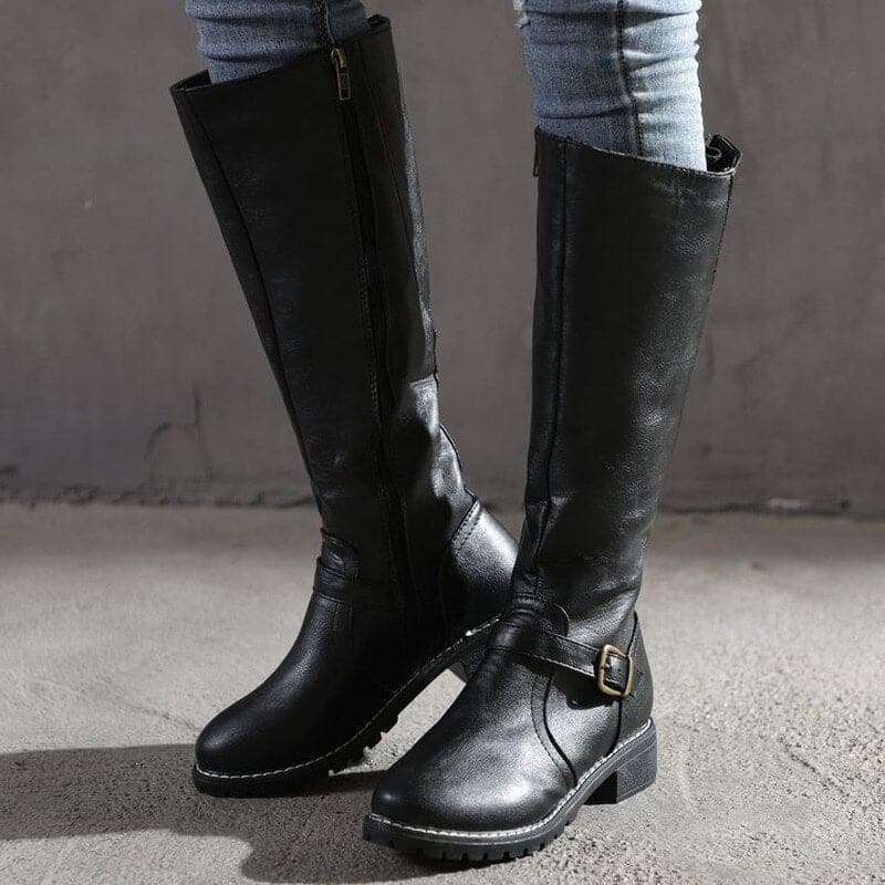 Megan Bottes Hautes Femme – Talon Bloc Confortable & Bout Rond Élégant