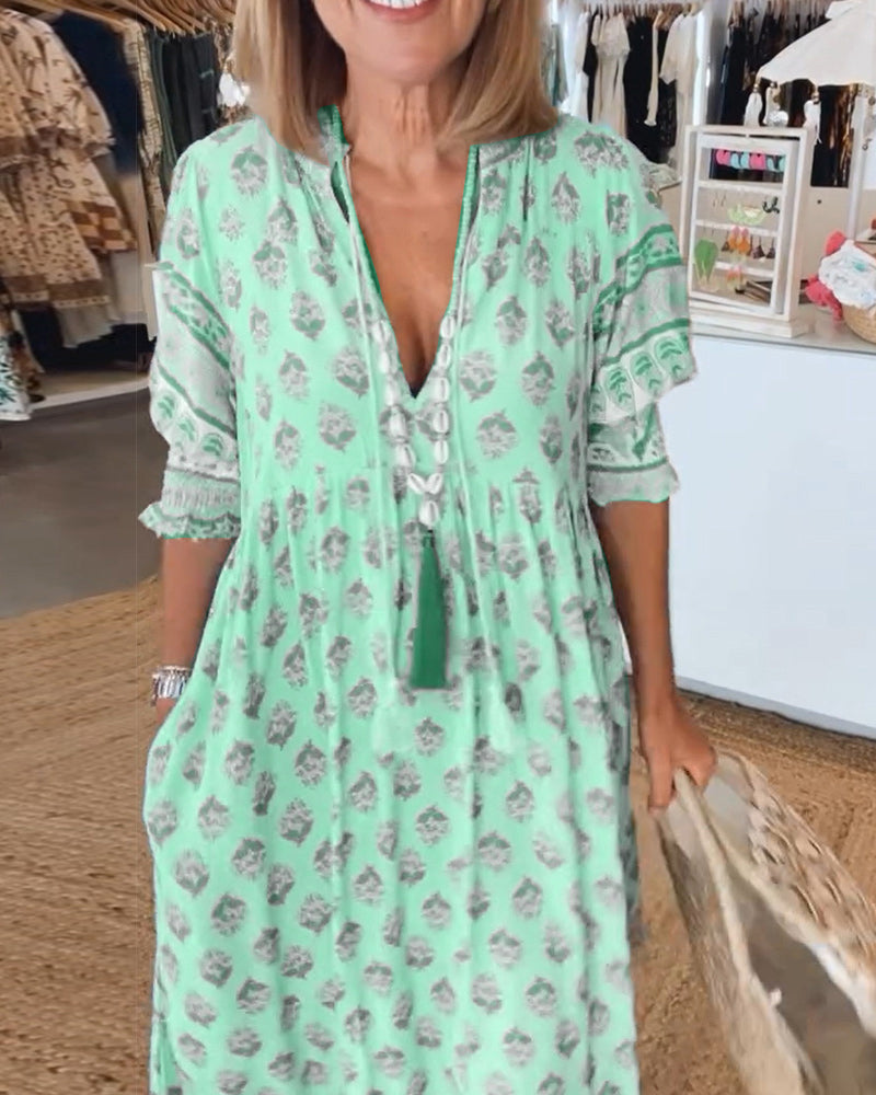 Abito da donna Tallulah - Abito stampato con scollo a V, maniche lunghe e vestibilità comoda