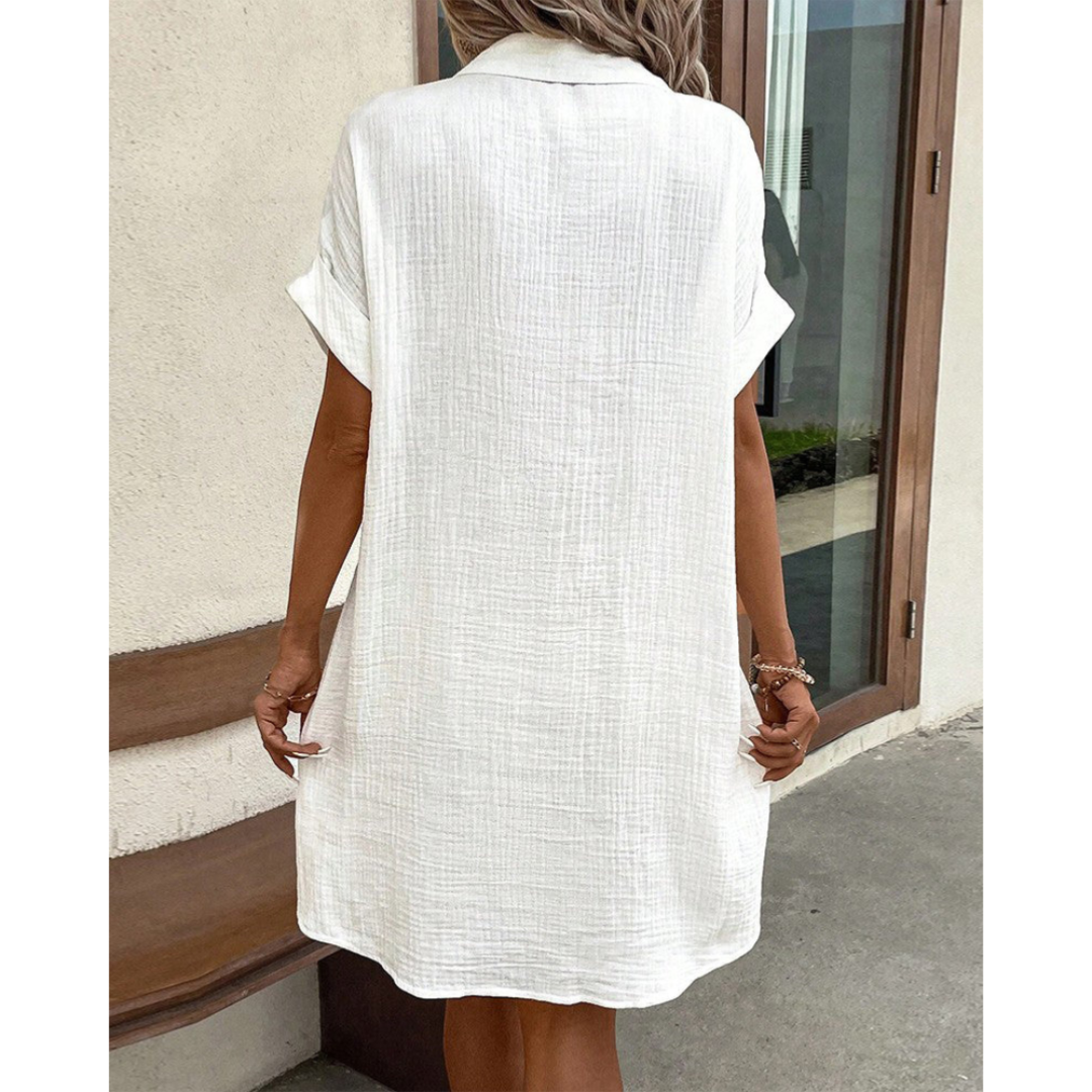 Abito camicia da donna Gabriele - Elegante abito estivo con vita segnata e vestibilità ariosa