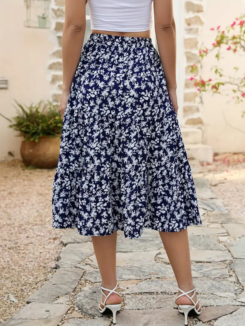 Gonna floreale da donna Zia - A-line con tasche, leggera per primavera ed estate