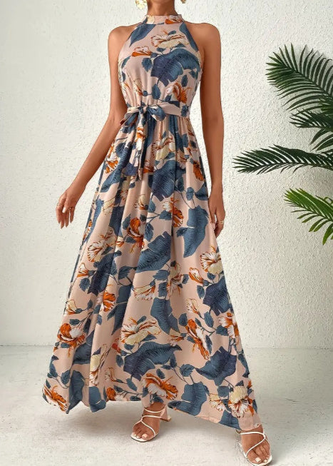 Abito bohémien da donna Avery - Abito lungo a vita alta con maniche lunghe e vestibilità a trapezio