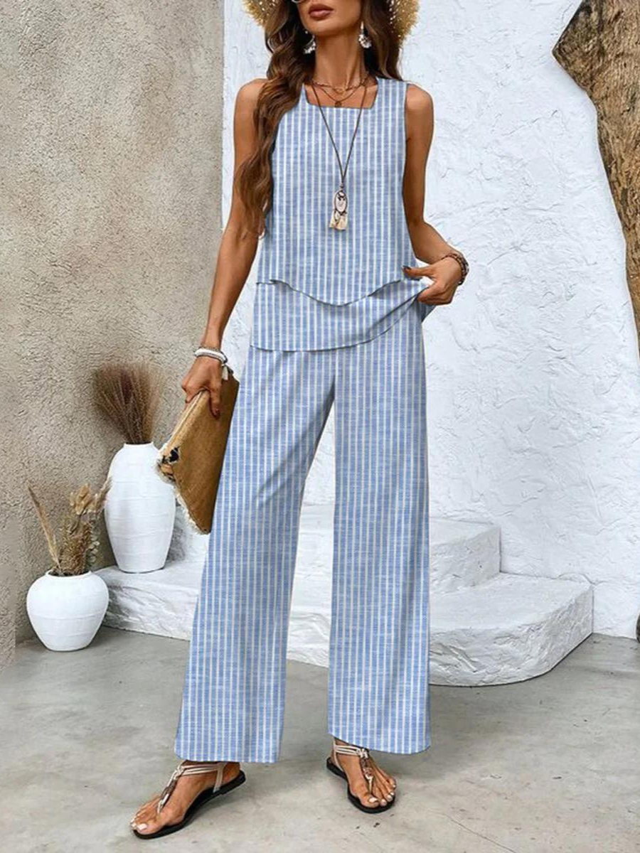 Ghislaine Ensemble Femme – Haut à Imprimé Floral Élégant & Pantalon avec Coupe Flatteuse et Confort